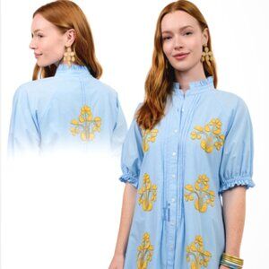 UNCLE FRANK BLOCKED EMBROIDERY DRESS